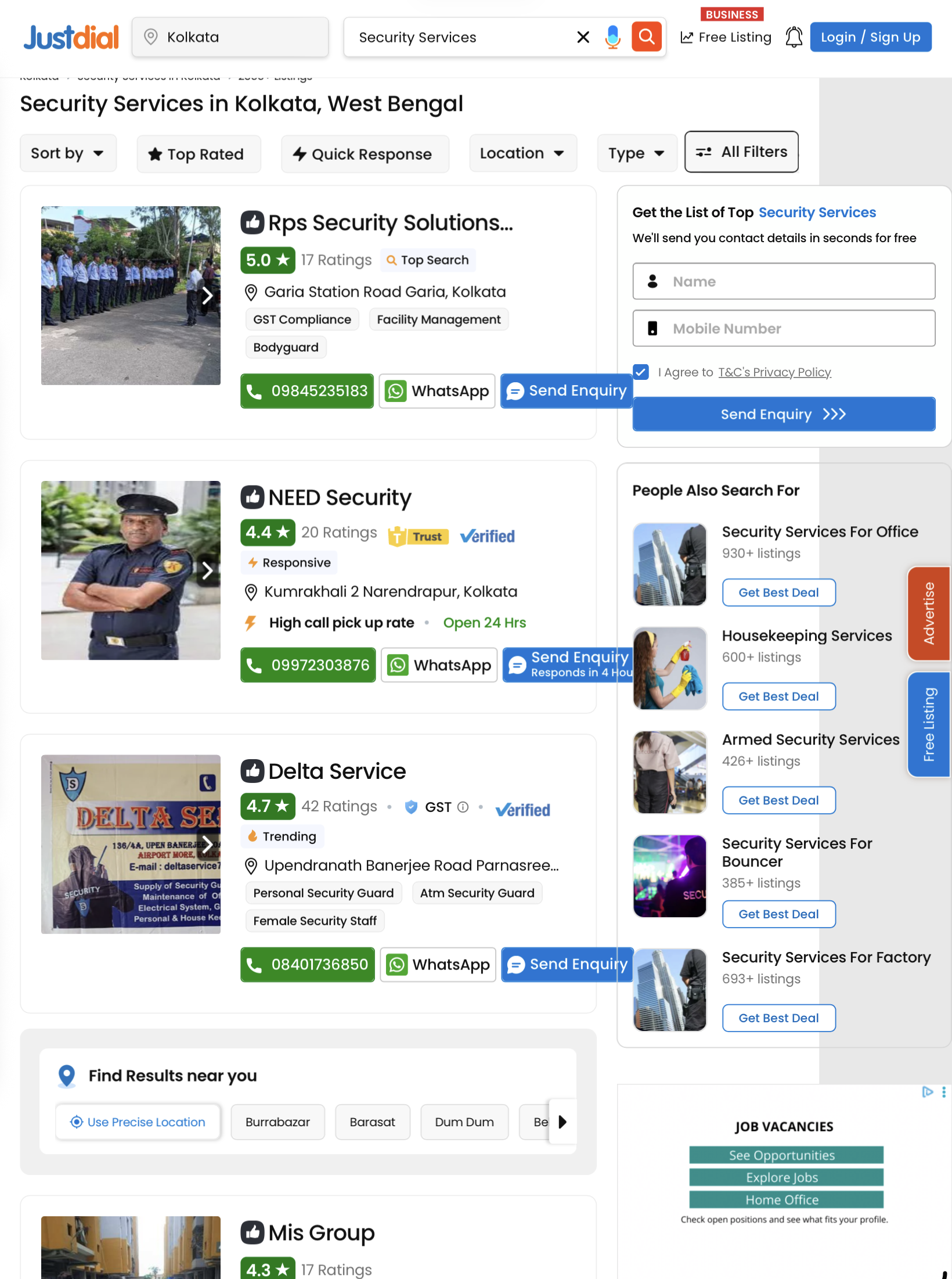 vendor platform for security service in kolkata