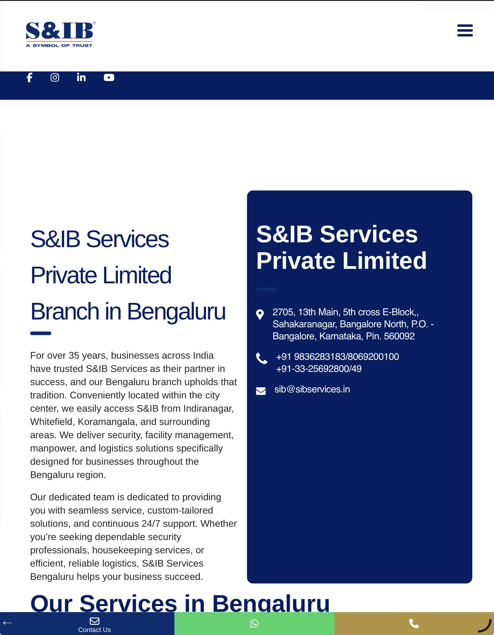 S&IB security services in Bengaluru