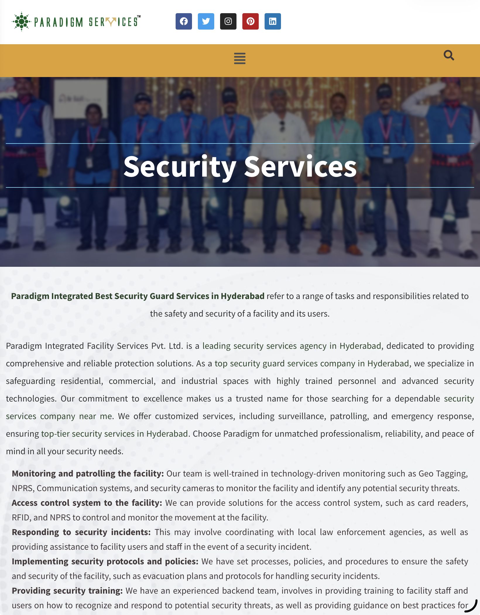 Top 8 Security Services in Hyderabad: Best Trusted Agencies 10 Paradigm Integrated Faсility Serviсes